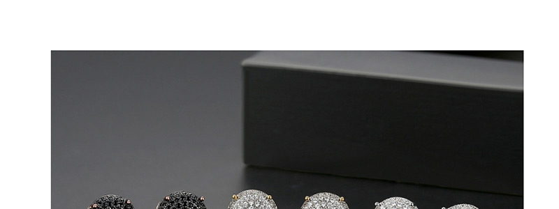 Fashion Black Zirconium Rose Gold Pave Round Earrings,Earrings