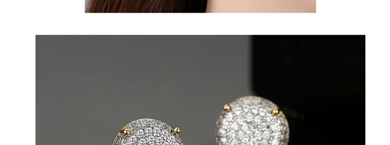Fashion Black Zirconium Rose Gold Pave Round Earrings,Earrings