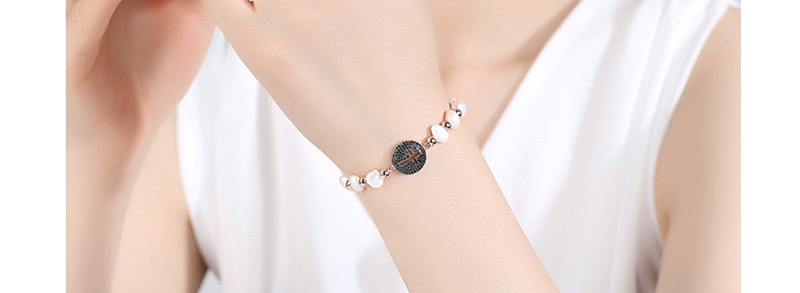 Fashion Black Beads Round Cross Pearl Adjustable Bracelet,Bracelets