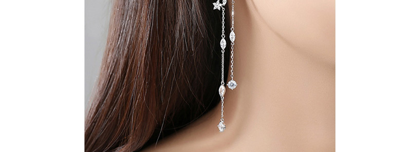 Fashion Platinum Tassel Flower Earrings,Earrings