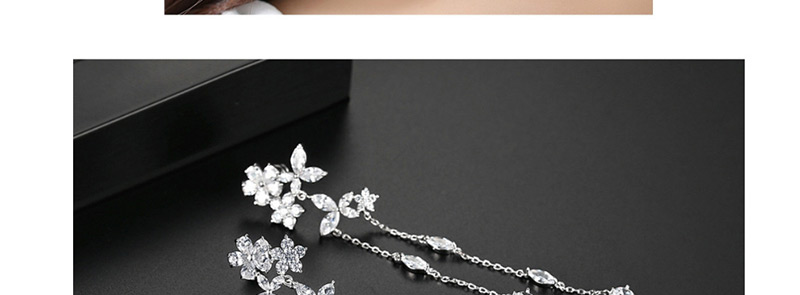 Fashion Platinum Tassel Flower Earrings,Earrings