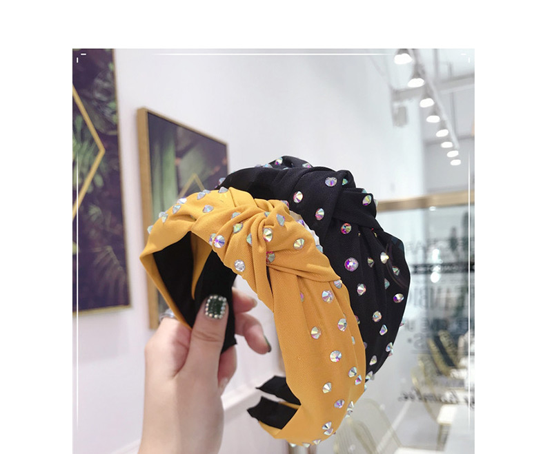 Fashion Pink Cloth Hot Drilling Knotted Wide-brimmed Headband,Head Band