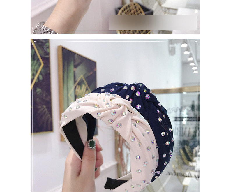 Fashion Pink Cloth Hot Drilling Knotted Wide-brimmed Headband,Head Band