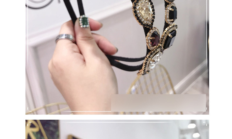 Fashion Black Cloth Hot Drilling Knotted Wide-brimmed Headband,Head Band