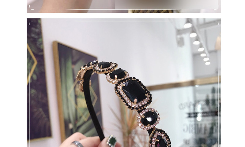Fashion Black Cloth Hot Drilling Knotted Wide-brimmed Headband,Head Band