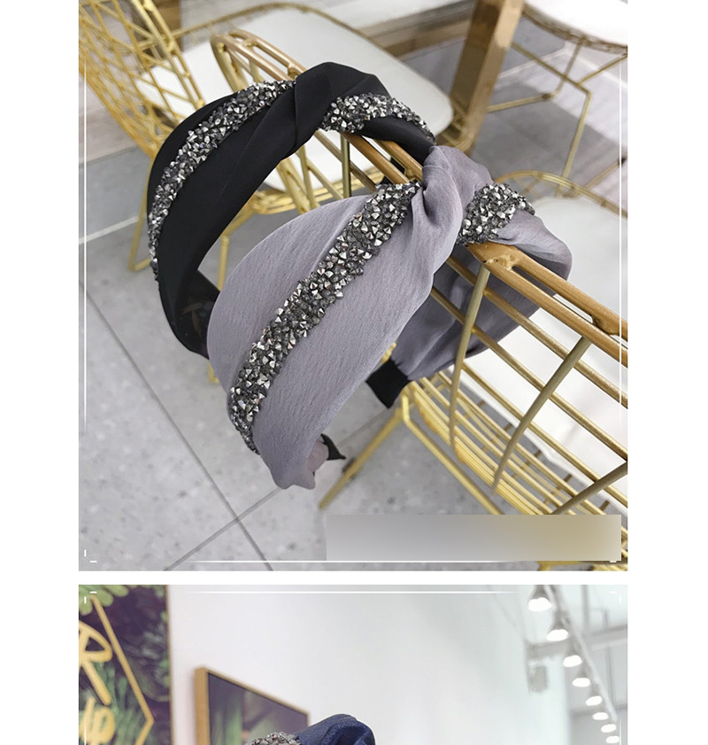 Fashion Navy Cloth Drill Strip Wrapped Wide-brimmed Headband,Head Band