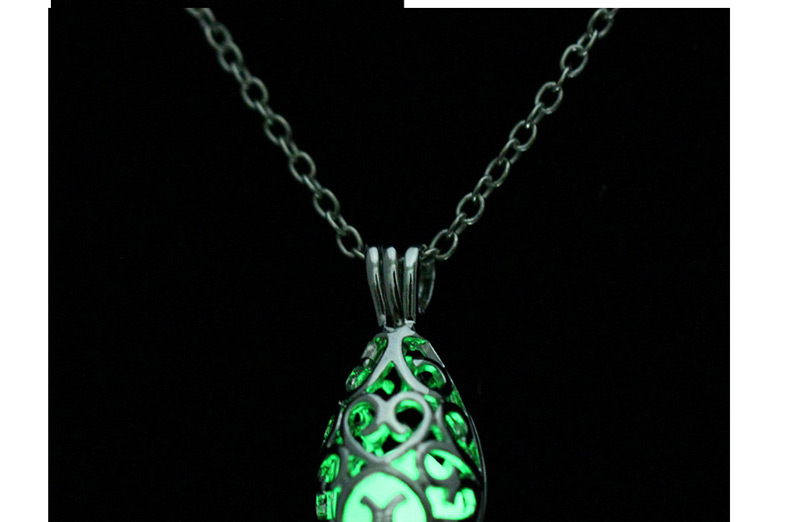 Fashion Blue And Green Luminous Starry Night Pearl Fat Drops Open Openwork Necklace,Pendants