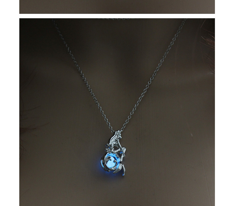 Fashion Sky Blue Openable Mermaid Luminous Necklace,Pendants