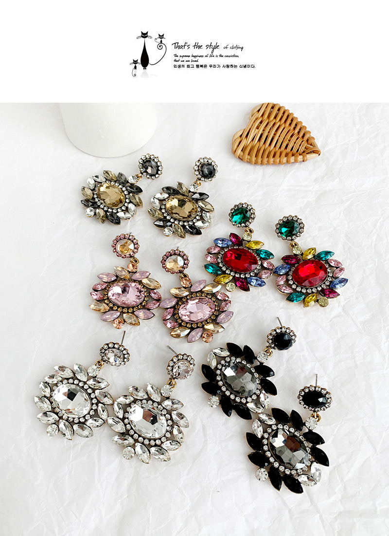 Fashion Black Alloy Diamond Oval Shape Earrings,Stud Earrings