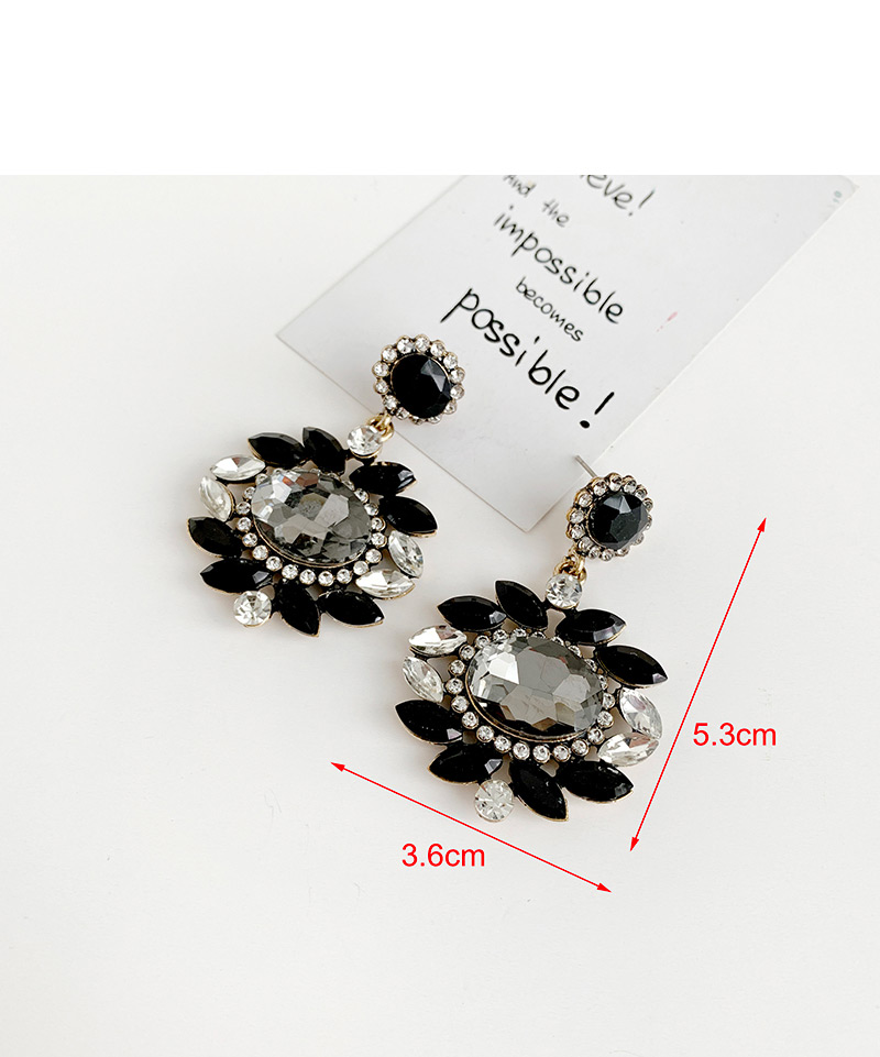 Fashion Black Alloy Diamond Oval Shape Earrings,Stud Earrings