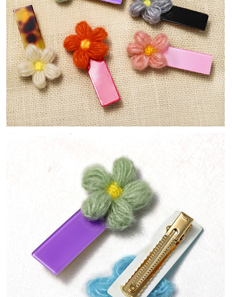 Fashion Beige Small Flower 7cm Duckbill Clip Acetate Plate Small Flower Duckbill Clip,Hairpins