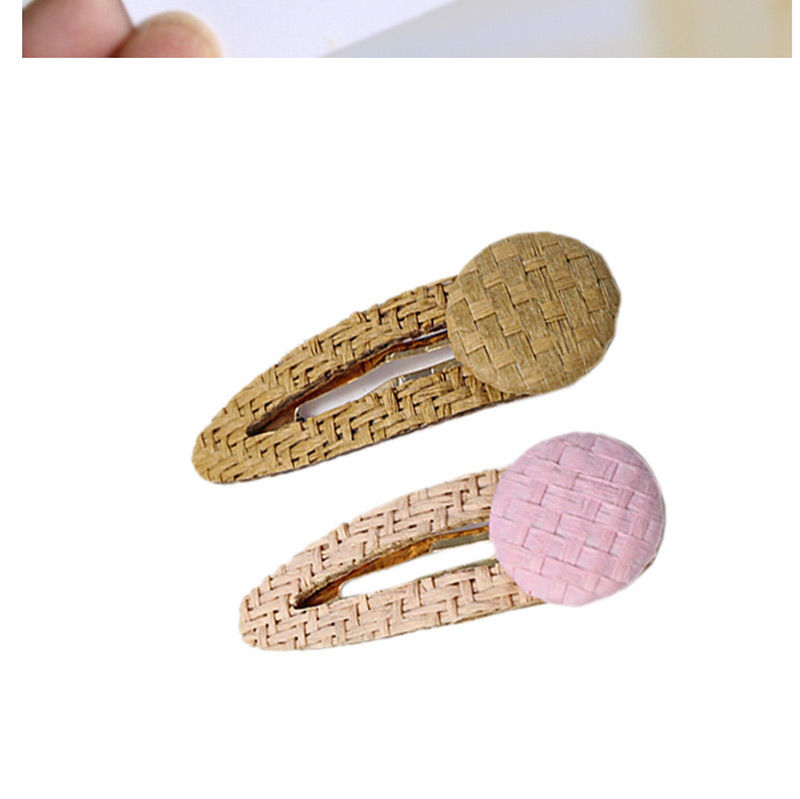 Fashion Pink Straw Button 7cmbb Clip Button Hair Clip Straw Bangs Clip,Hairpins