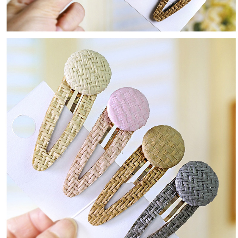 Fashion Straw Color Straw Button 8cmbb Clip Button Hair Clip Straw Bangs Clip,Hairpins
