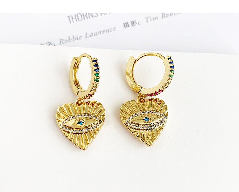 Fashion Gold Copper Inlay Zircon Love Eye Studs,Earrings