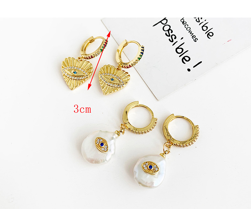Fashion Gold Copper Inlay Zircon Love Eye Studs,Earrings