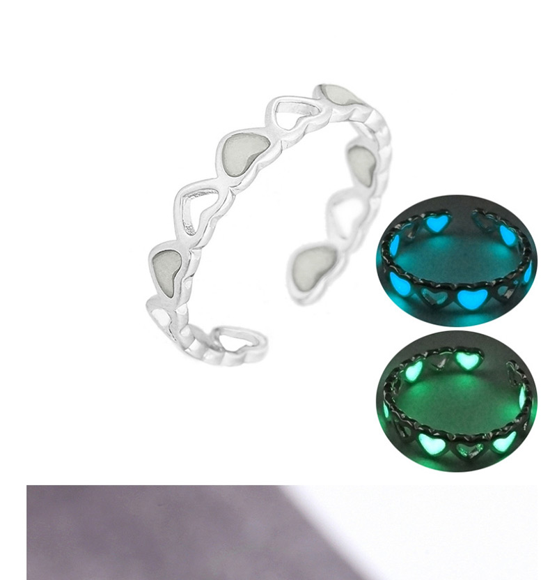 Fashion White K+ Blue And Green Luminous Hollow Love Light Adjustable Ring,Fashion Rings