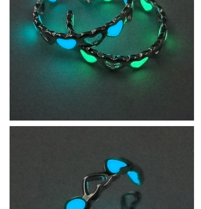 Fashion Silver + Sky Blue Hollow Love Light Adjustable Ring,Fashion Rings