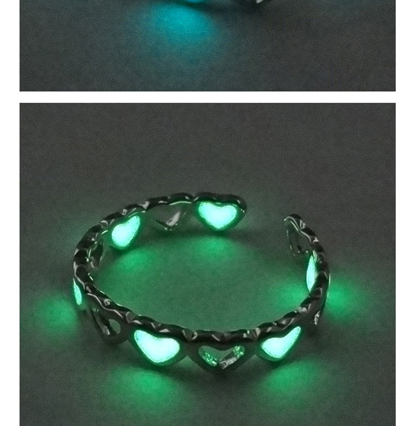 Fashion Silver + Sky Blue Hollow Love Light Adjustable Ring,Fashion Rings