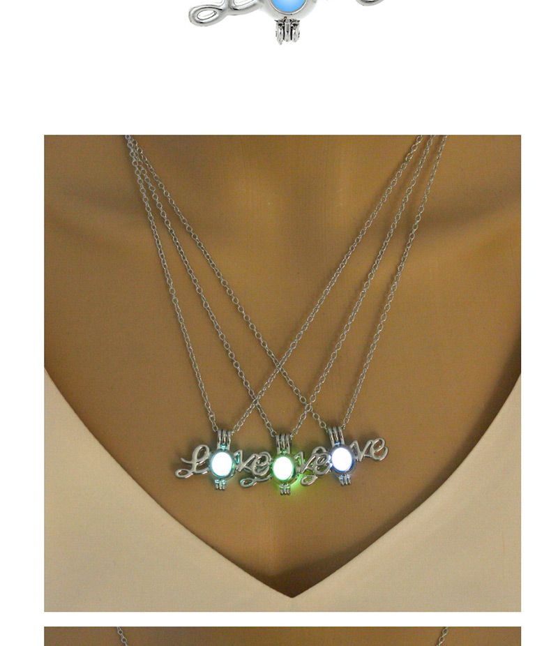 Fashion Blue Green Open Love Glow Necklace,Pendants