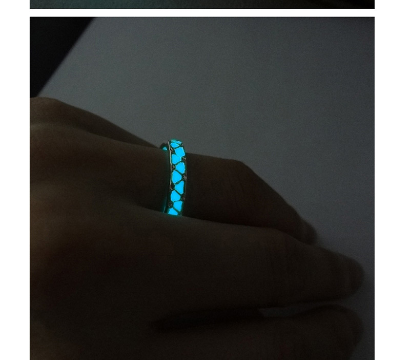 Fashion Blue And Green Luminous Luminous Water Cube Plated  Silver Enamel Hollow Ring,Fashion Rings
