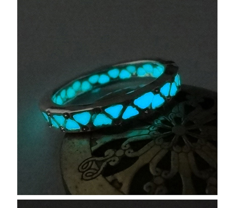 Fashion Blue And Green Luminous Luminous Water Cube Plated  Silver Enamel Hollow Ring,Fashion Rings