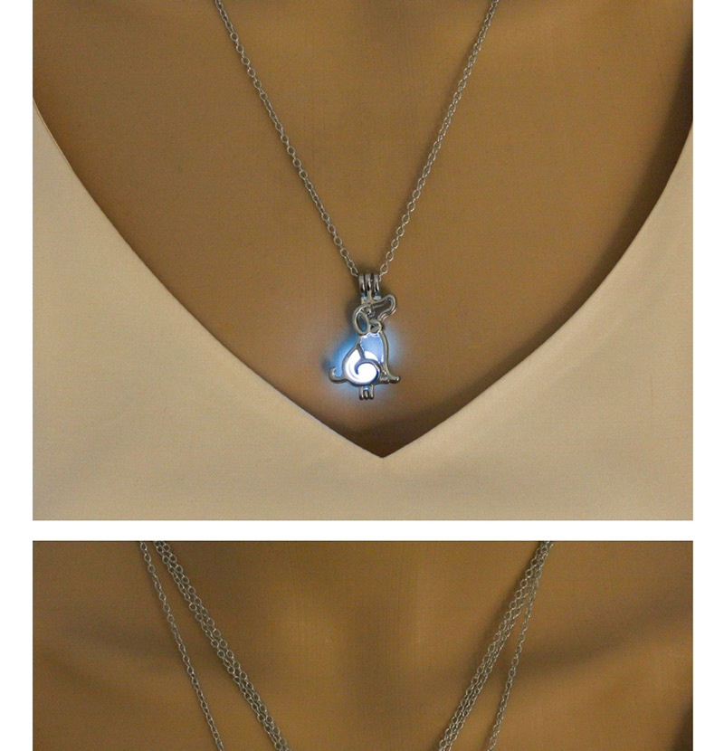 Fashion Sky Blue Hollow Luminous Necklace,Pendants