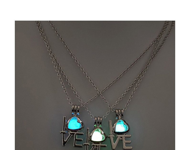 Fashion Blue Green Love Hollow Fluorescent Necklace,Pendants