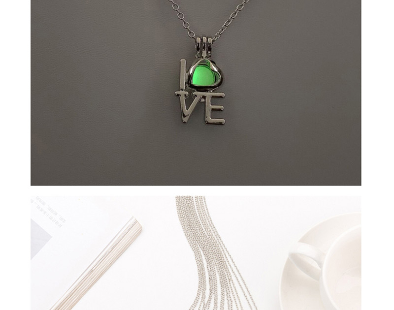 Fashion Yellow Green Love Hollow Fluorescent Necklace,Pendants