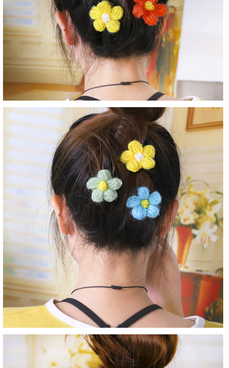 Fashion Blue Wool Flower Hair Clip Wool Flower Hairpin Candy Color Duckbill Clip,Hairpins
