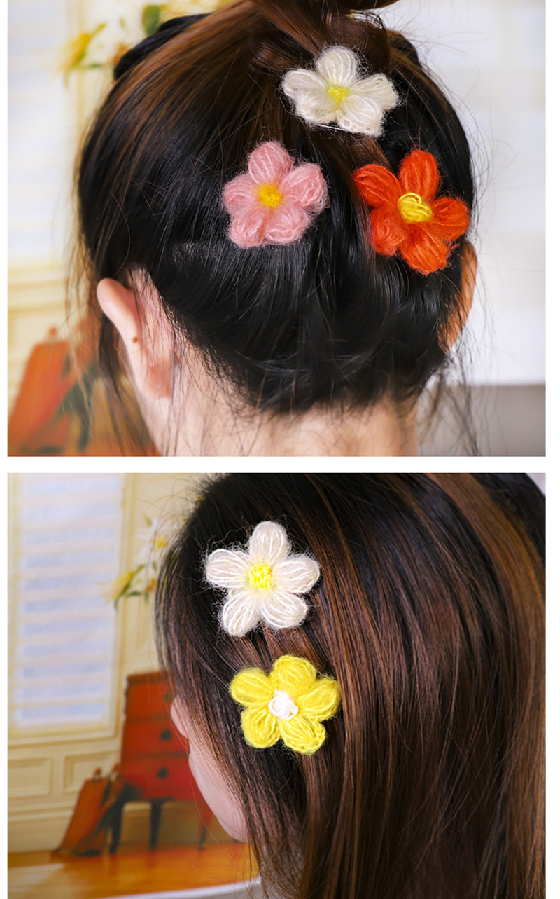 Fashion Beige Wool Flower Hair Clip Wool Flower Hairpin Candy Color Duckbill Clip,Hairpins