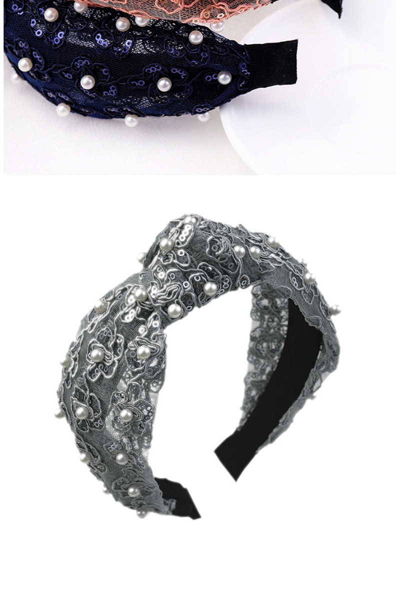 Fashion Blue Lace Pearl Headband Pearl Lace Fabric Headband,Head Band