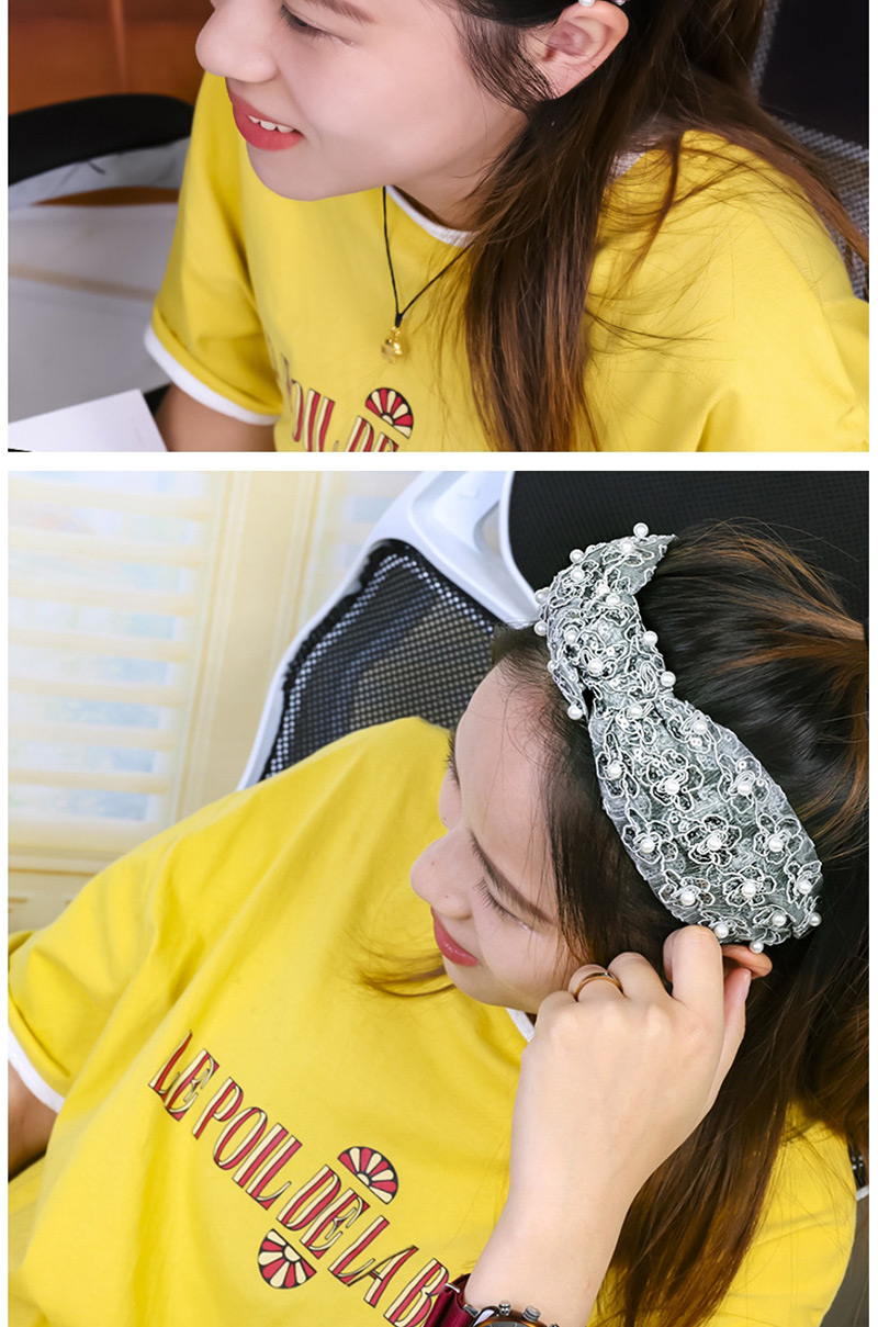 Fashion Grey Lace Pearl Headband Pearl Lace Fabric Headband,Head Band