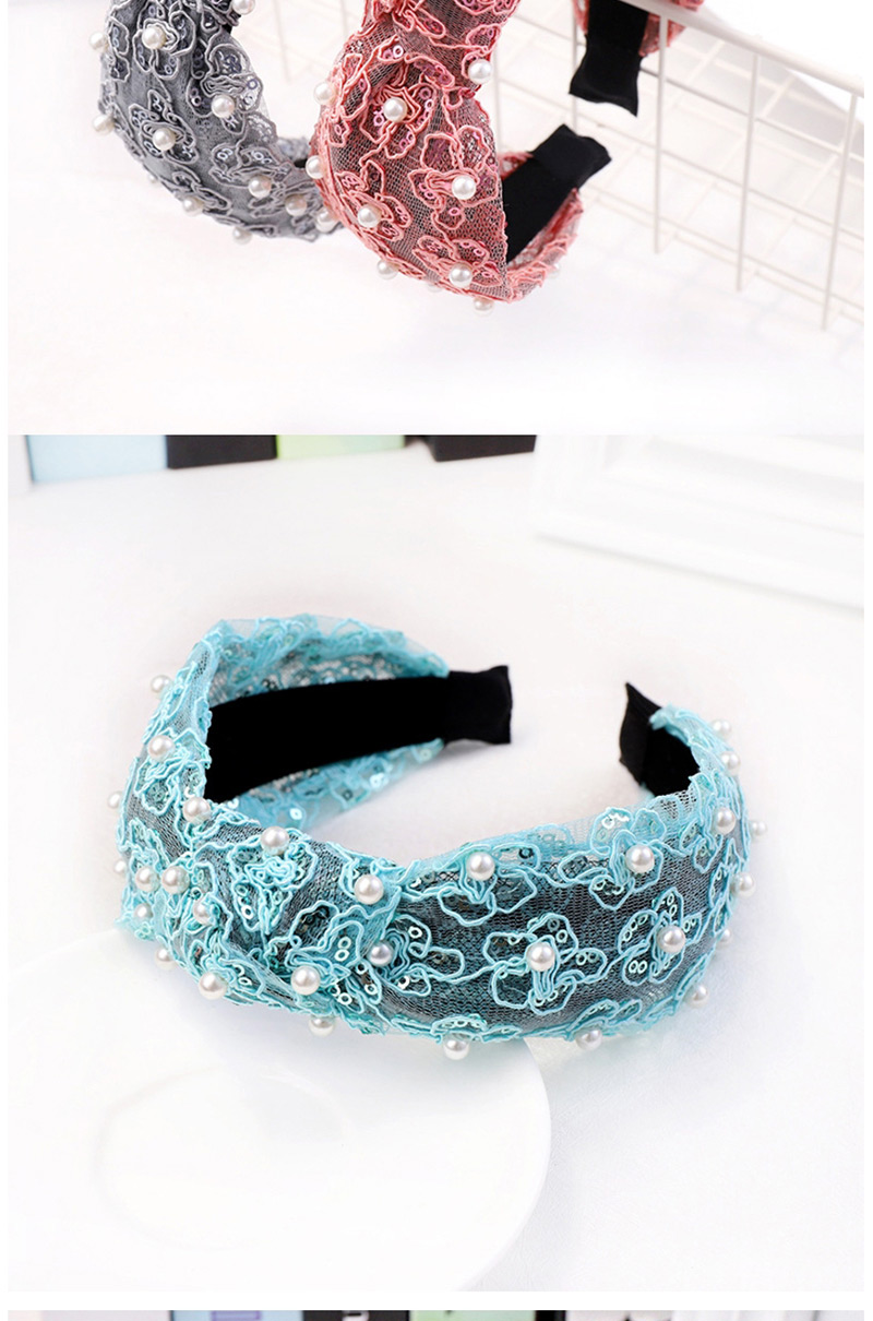 Fashion Blue Lace Pearl Headband Pearl Lace Fabric Headband,Head Band