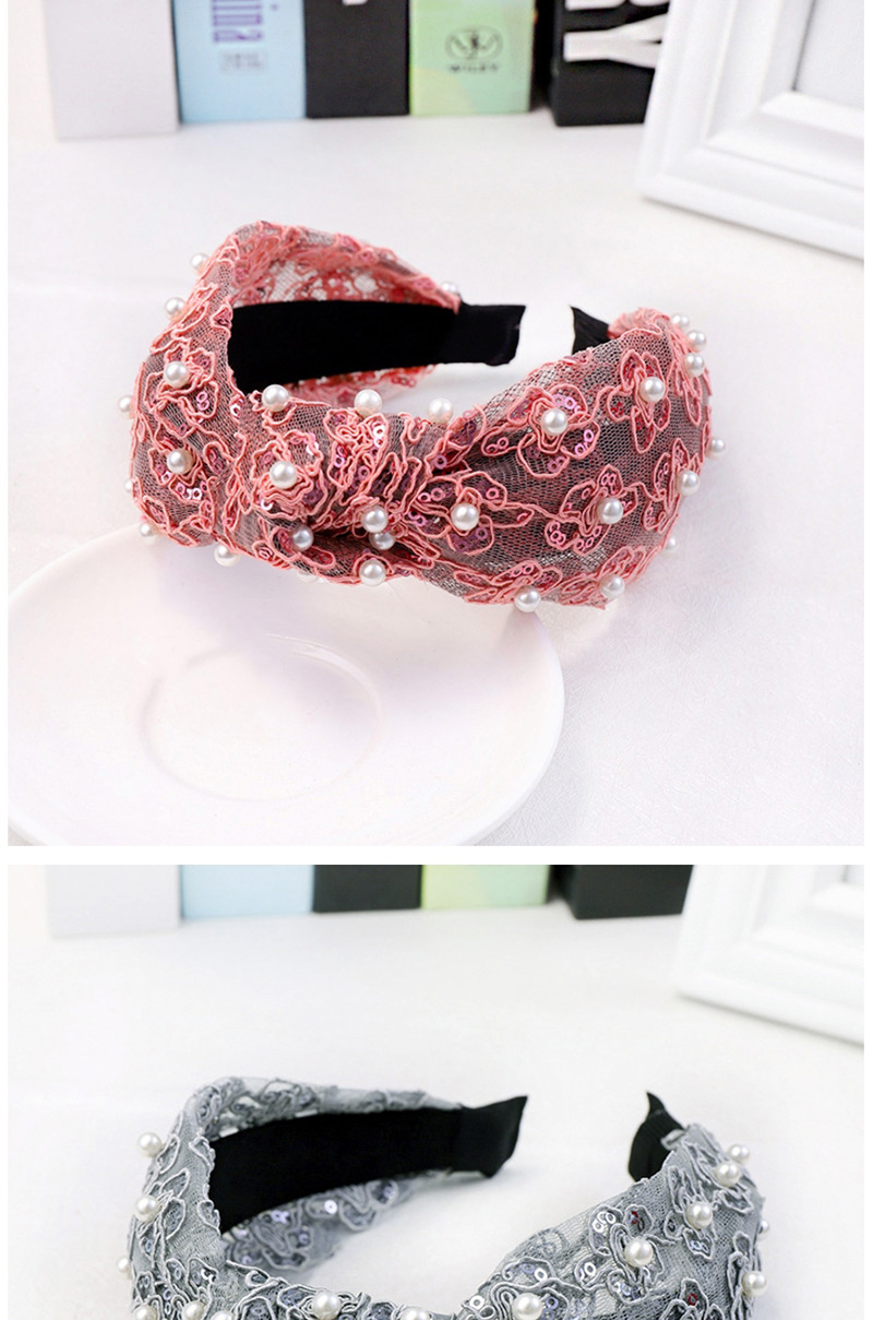 Fashion Light Pink Lace Pearl Headband Pearl Lace Fabric Headband,Head Band