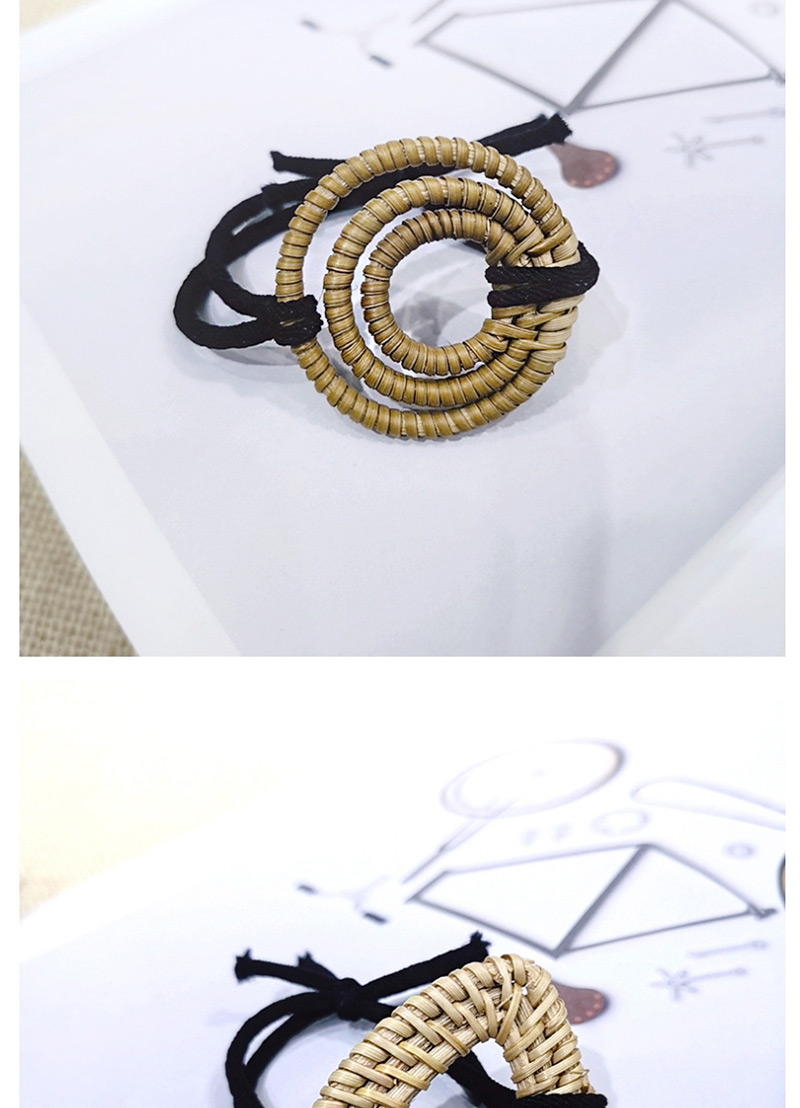 Fashion White Donut Hand-woven Hair Ring Braided Retro Geometric Pole Ponytail Bandage,Hair Ring