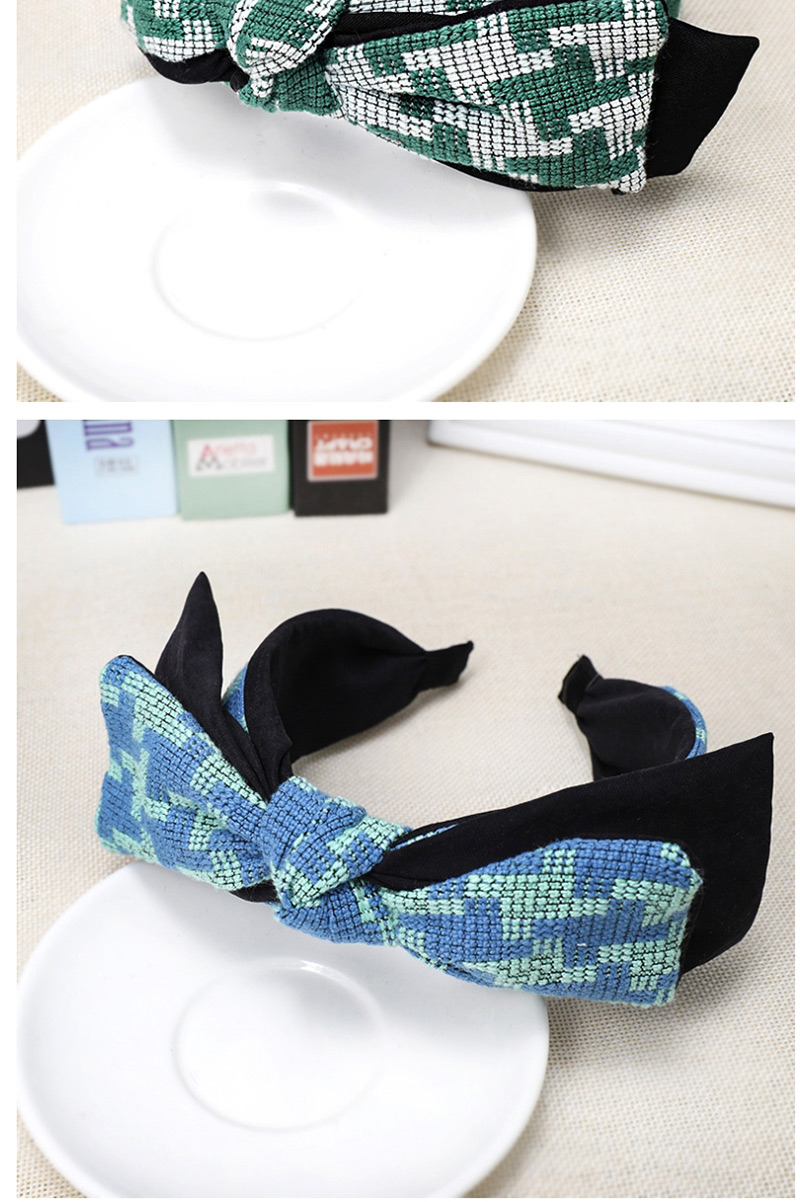Fashion Dark Green Double-layer Bow Headband Fabric Color Double-layer Large Bow Wide-brimmed Headband,Head Band