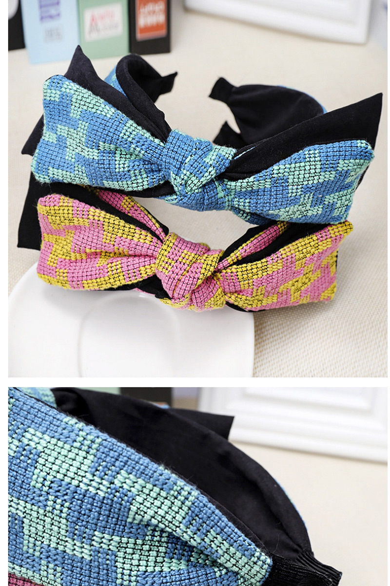 Fashion Sky Blue Double Bow Headband Fabric Color Double-layer Large Bow Wide-brimmed Headband,Head Band