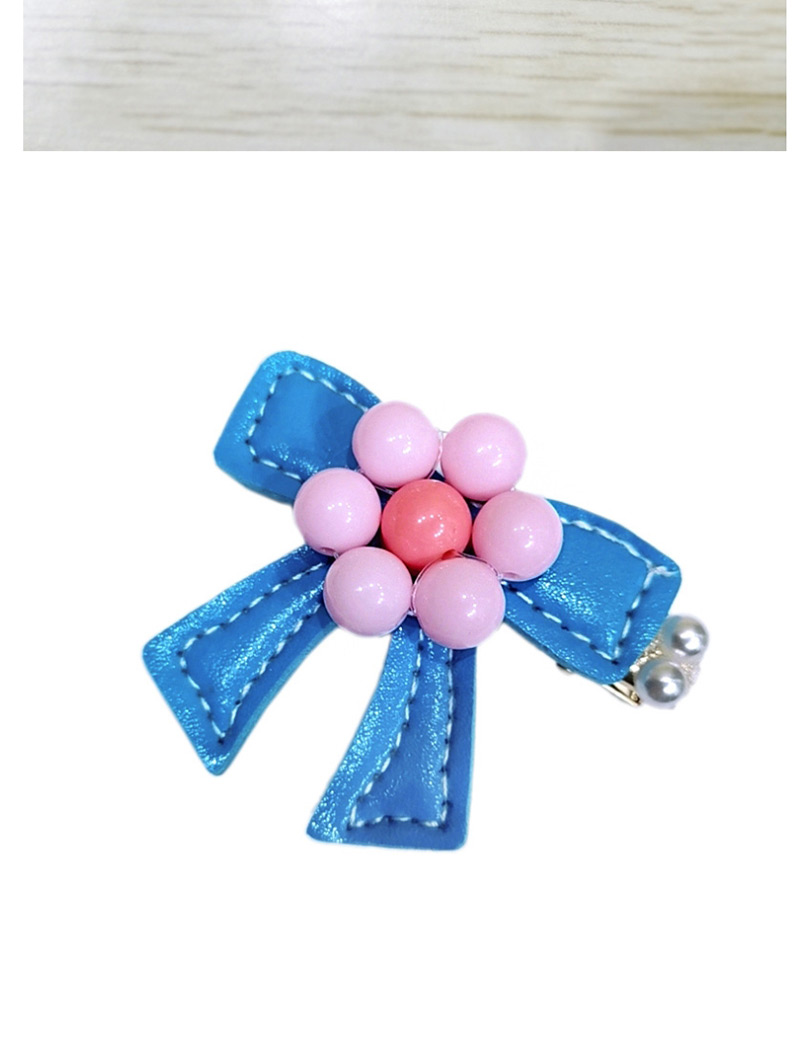 Fashion Blue Bow Crystal Flower Duckbill Clip Bow Leather Duckbill Clip,Hairpins
