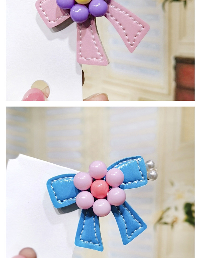 Fashion Pink Bow Crystal Flower Duckbill Clip Bow Leather Duckbill Clip,Hairpins