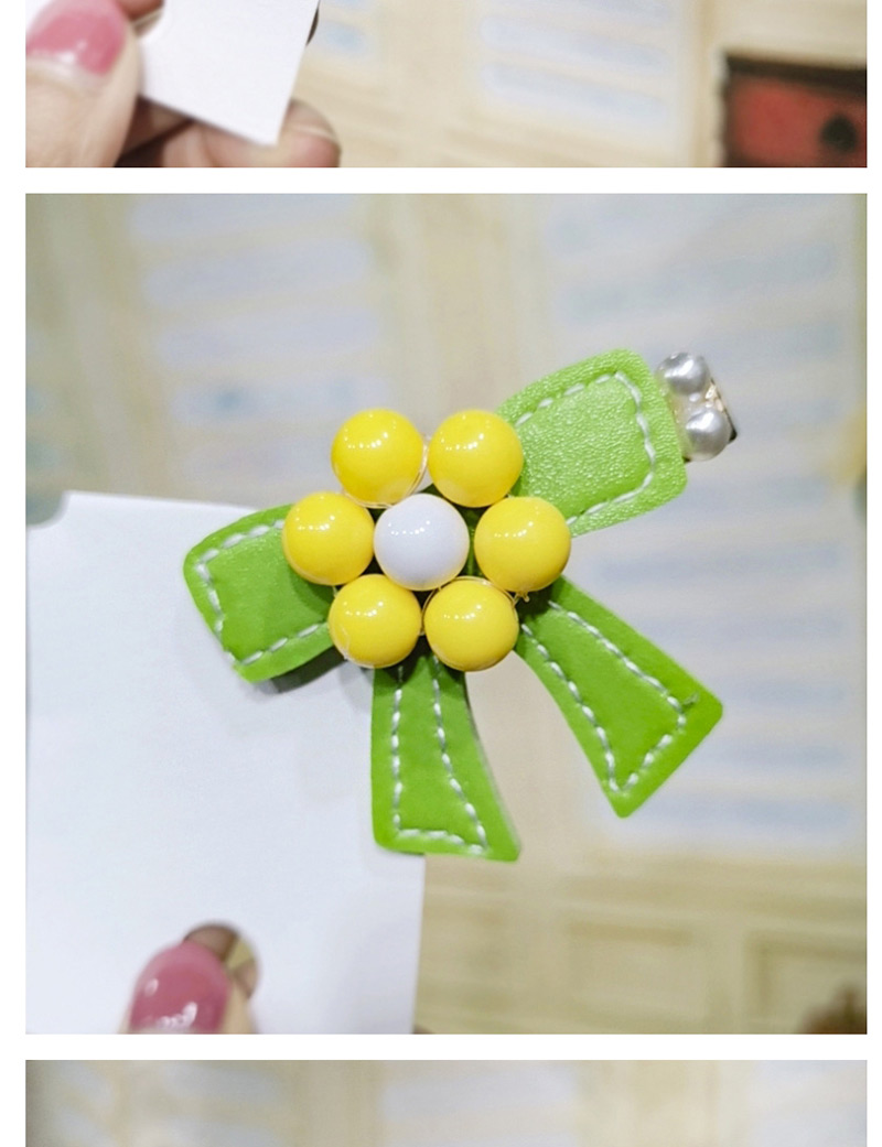 Fashion Fruit Green Bow Crystal Flower Duckbill Clip Bow Leather Duckbill Clip,Hairpins