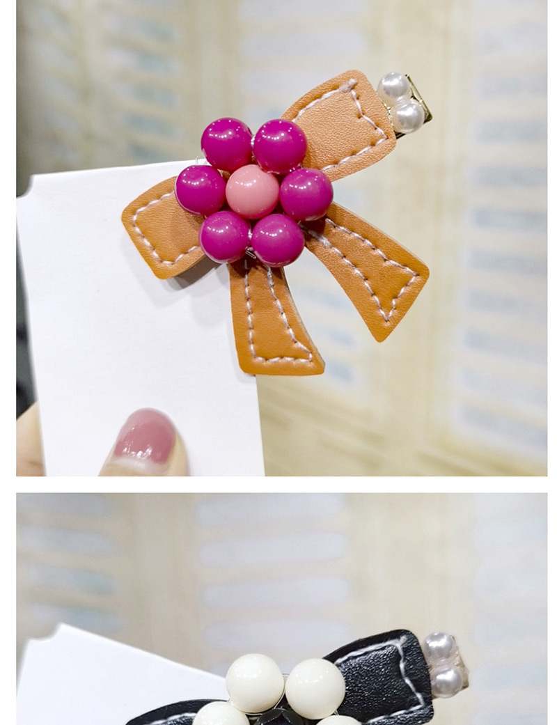 Fashion Pink Bow Crystal Flower Duckbill Clip Bow Leather Duckbill Clip,Hairpins