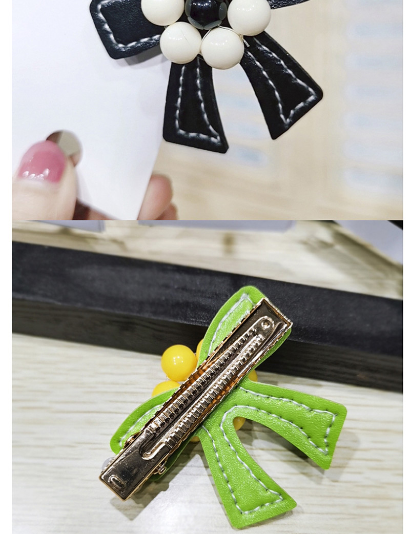 Fashion Black Bow Crystal Flower Duckbill Clip Bow Leather Duckbill Clip,Hairpins
