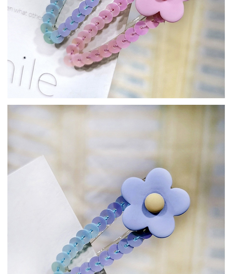 Fashion Blue Sequin Plum Blossom Duckbill Clip Small Flower Color Sequin Duckbill Clip Liu Seaside Clip,Hairpins