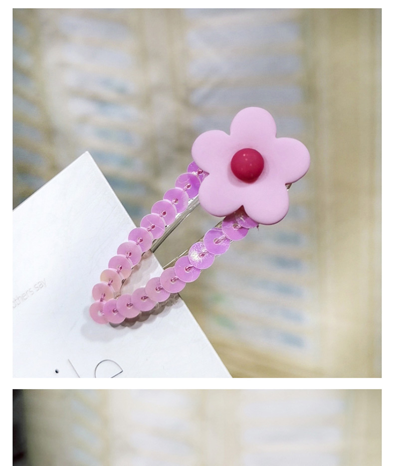 Fashion Pink Sequin Plum Blossom Duckbill Clip Small Flower Color Sequin Duckbill Clip Liu Seaside Clip,Hairpins