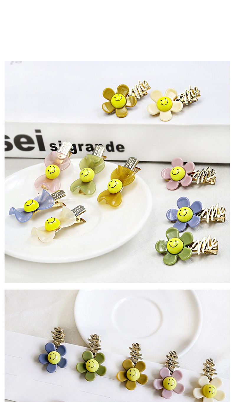 Fashion Green Sun Flower Duckbill Clip Acrylic Hairpin,Hairpins