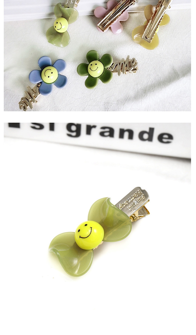 Fashion Green Bow Tie Smiley Duckbill Clip Acrylic Hairpin,Hairpins