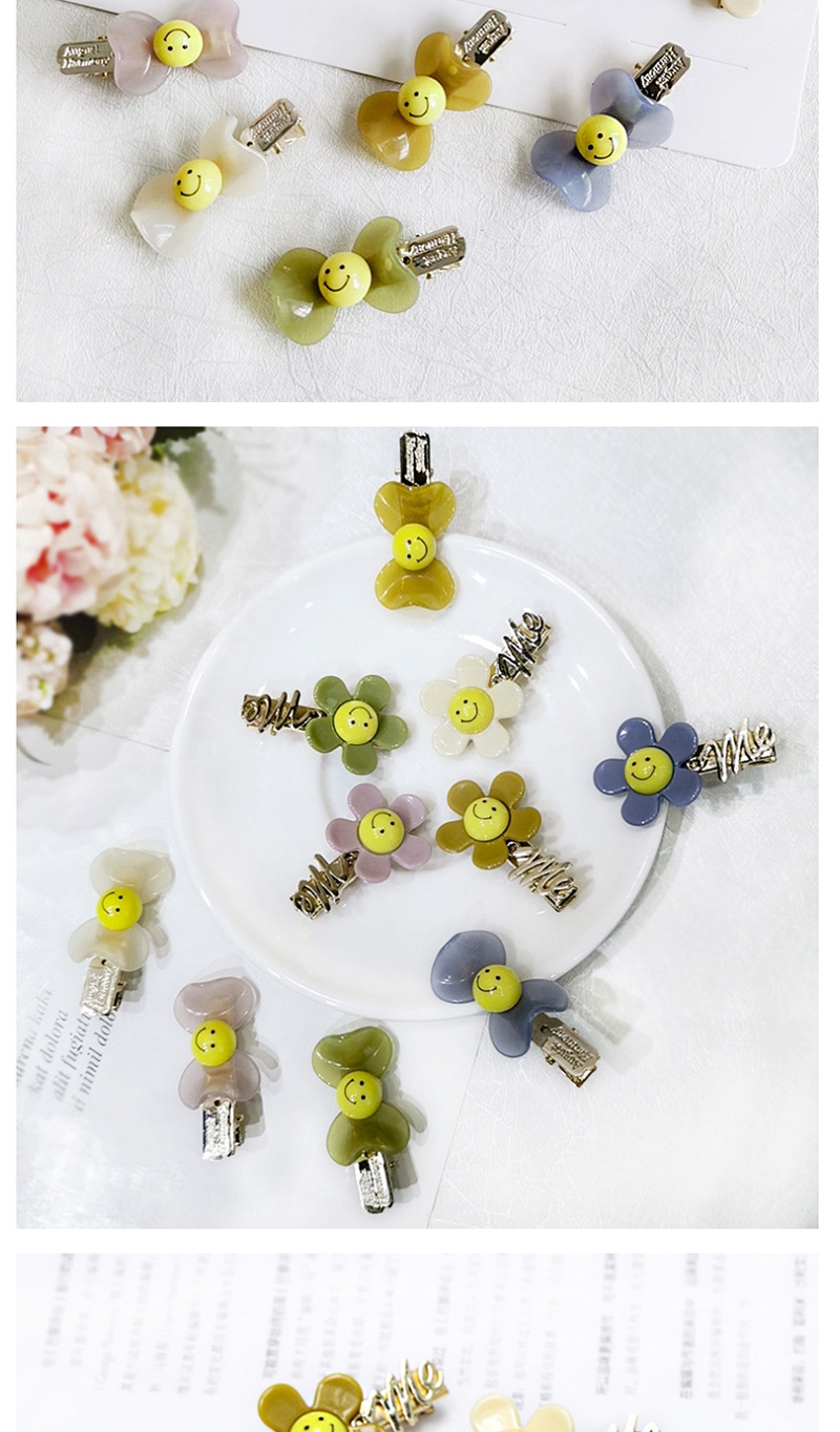 Fashion Beige Bow Tie Smiley Duckbill Clip Acrylic Hairpin,Hairpins