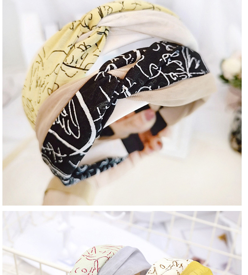 Fashion Black Letter Print Colorblock Headband Printed Letter Color Headband,Head Band