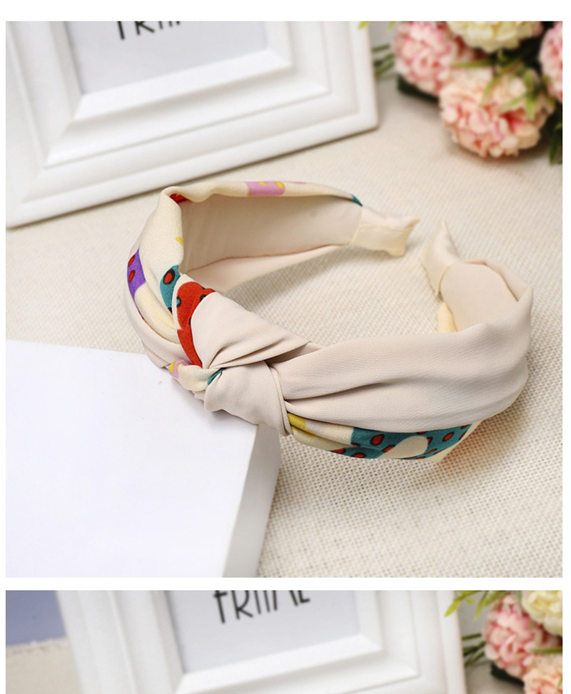 Fashion Beige + Printed Color Matching Knotted Headband Printed Color Matching Fabric Headband,Head Band