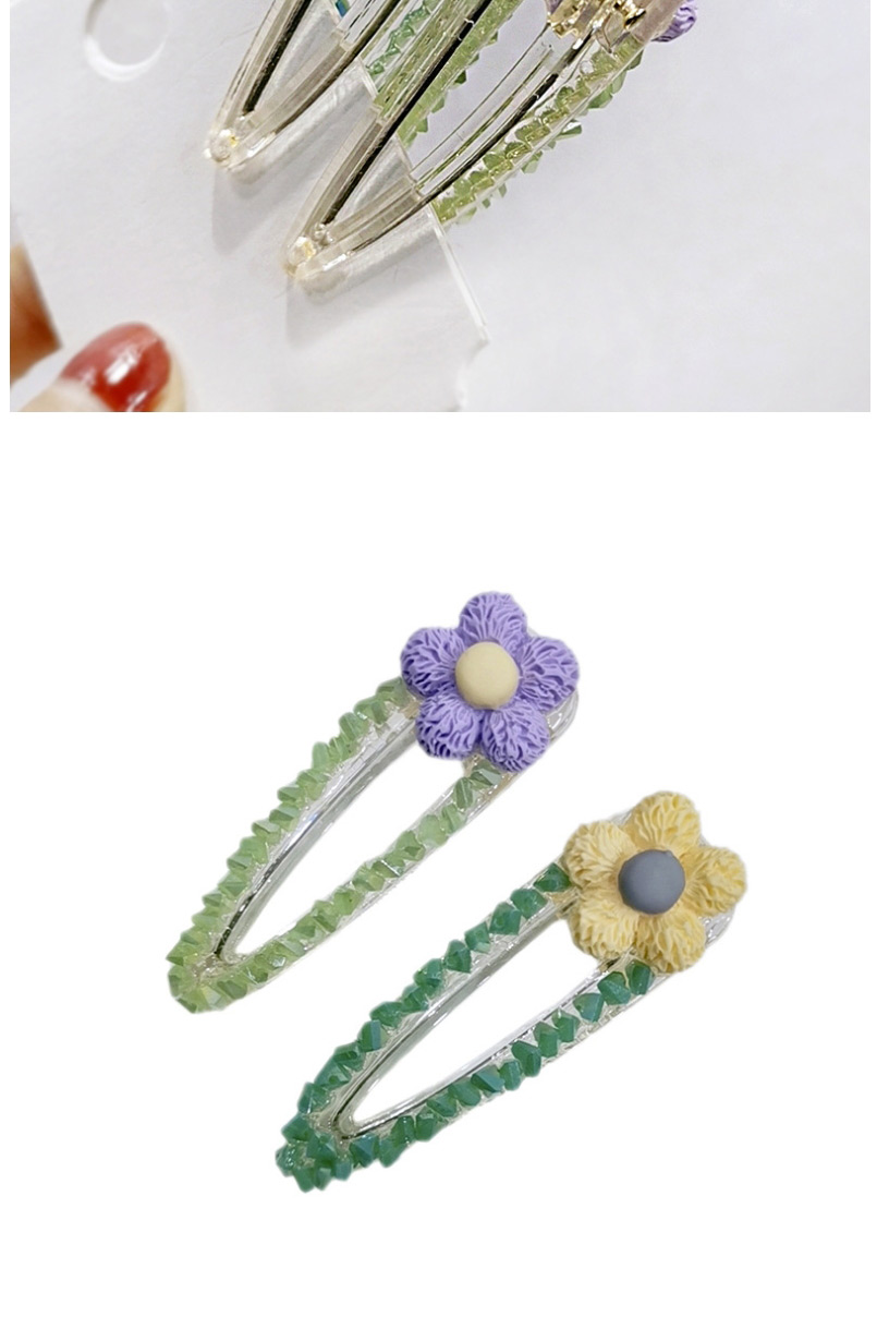 Fashion Purple Flower Rhinestone Drop-shaped Duckbill Clip Pearl Liu Seaside Clip Duckbill Clip,Hairpins